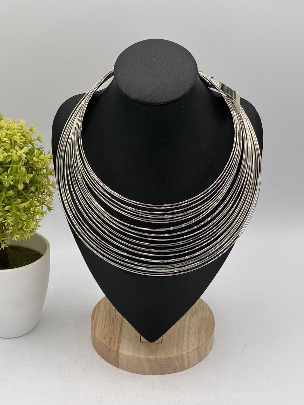 Carol Dauplaise Silver Tone Multi Strand Collar Bib Necklace NWT Statement